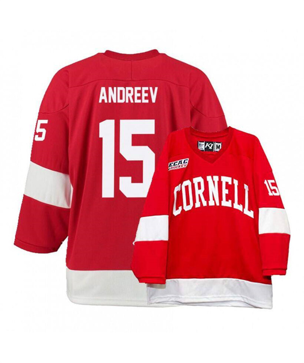Men's Red Cornell Big Customized Red Stitched Hockey Jersey